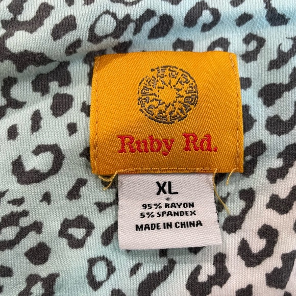 Ruby Rd. Mint and Black Animal Print Long Sleeve Top - Picture 4 of 4